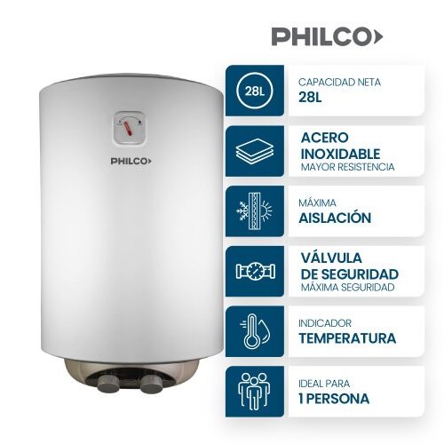 Termotanque Eléctrico 28L PHILCO PHTE-030B2 COLGAR Inferior