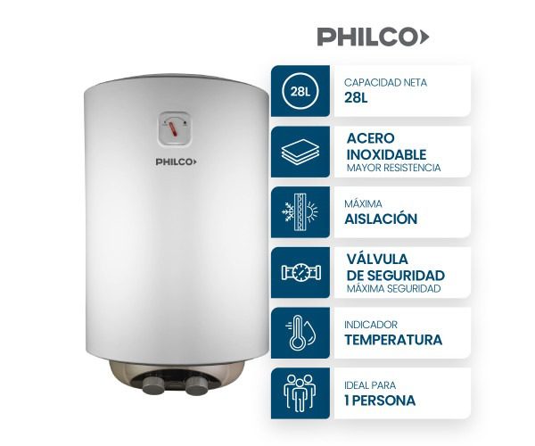 Termotanque Eléctrico 28L PHILCO PHTE-030B2 COLGAR Inferior
