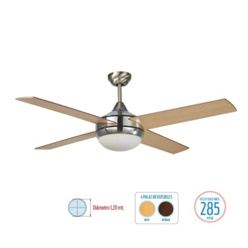 Ventilador de Techo Liliana VTHM-314 C/luz Palas Madera Reversible1.20