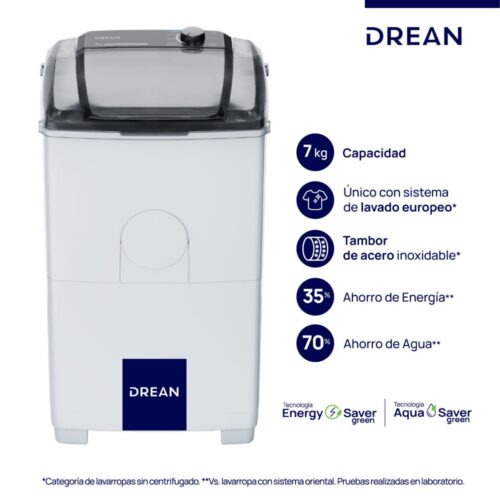 Lavarropas Semiautomático Drean LTDR-79SB0 7 KGS Con Bomba