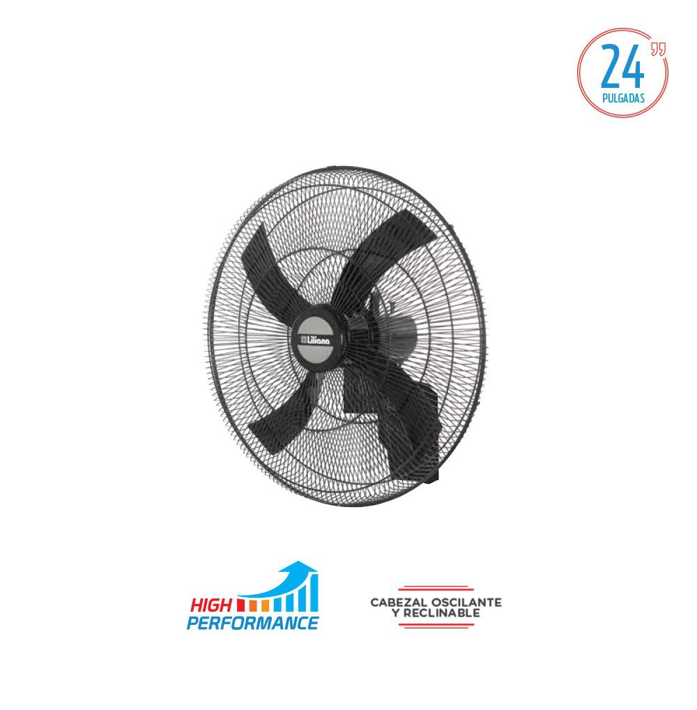 Ventilador de Pared 24' Liliana VW-2416 Parrilla de Metal . Aspas Negras