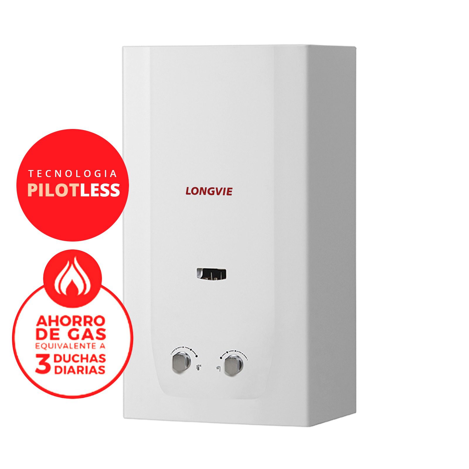 Calefon 14Lts Longvie CN-514 SS-N Doble Reg S/Llama