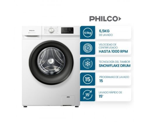 Lavarropas Frontal Philco PHLF-6510B2 6.5 KG Blanco 1000RPM