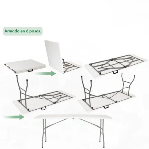 Mesa Plastica Plegable Garden Life Picnic 1.50 Blanca