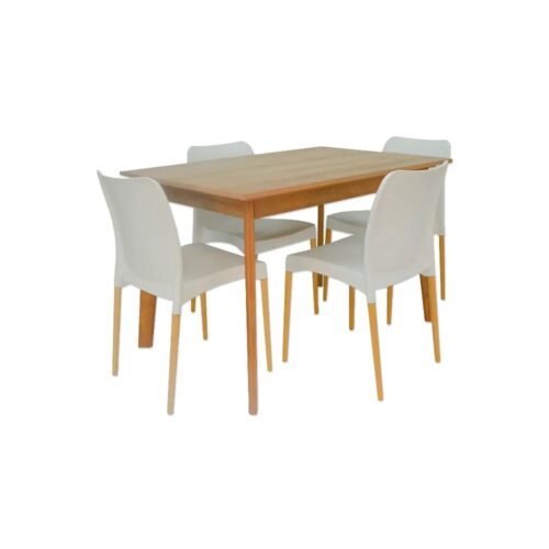Juego Comedor Gacela Rectangular + 4 Sillas Blancas M.157
