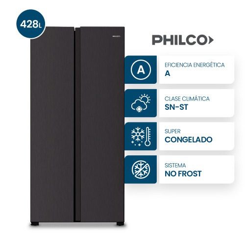 Hel. No Frost Philco PHSB-450N Side By Side 428Lts -  Negra