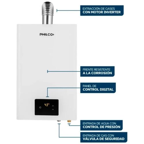 Alternative view of Calefon 14Lts Philco PHCA14B S/llama - Tiro Forzado - Inverter